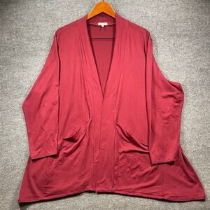 Kiyonna Cardigan Sweater Women's 3 Red/Maroon Flare Open Front Made In USA